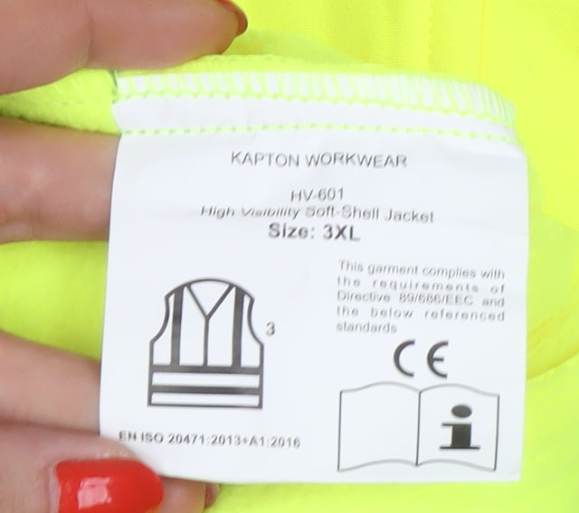 Kapton Workwear Men Yellow 3XL Hi Vis Soft Shell Work Jacket Reflective