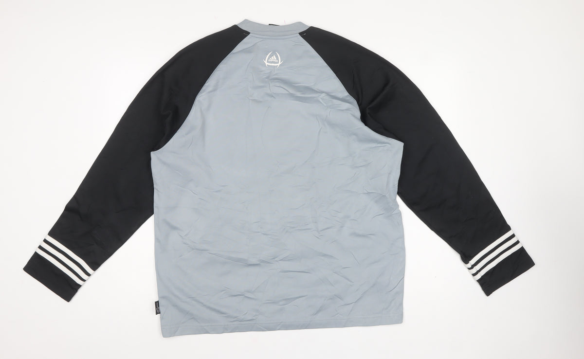 Adidas Men’s Grey Black M Logo Crew Neck Pullover Sweatshirt