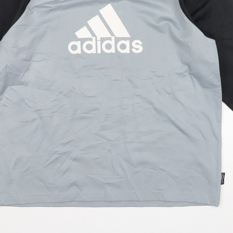 Adidas Men’s Grey Black M Logo Crew Neck Pullover Sweatshirt