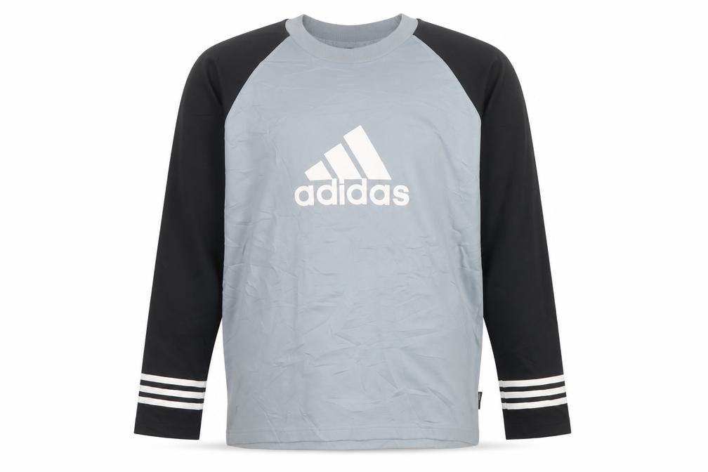 Adidas Men’s Grey Black M Logo Crew Neck Pullover Sweatshirt
