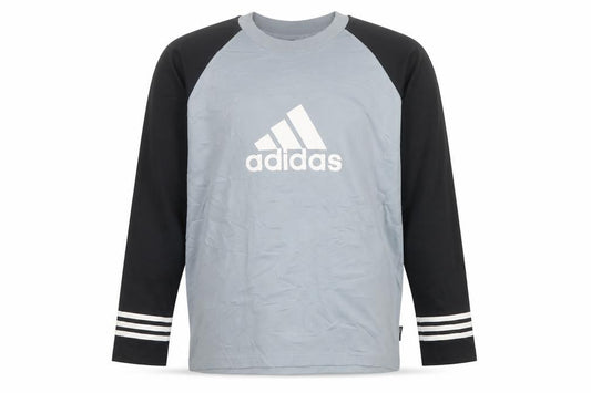 Adidas Men’s Grey Black M Logo Crew Neck Pullover Sweatshirt