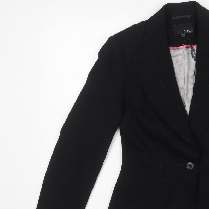 Next Women's Black Size 8L Tailored One Button Blazer Jacket