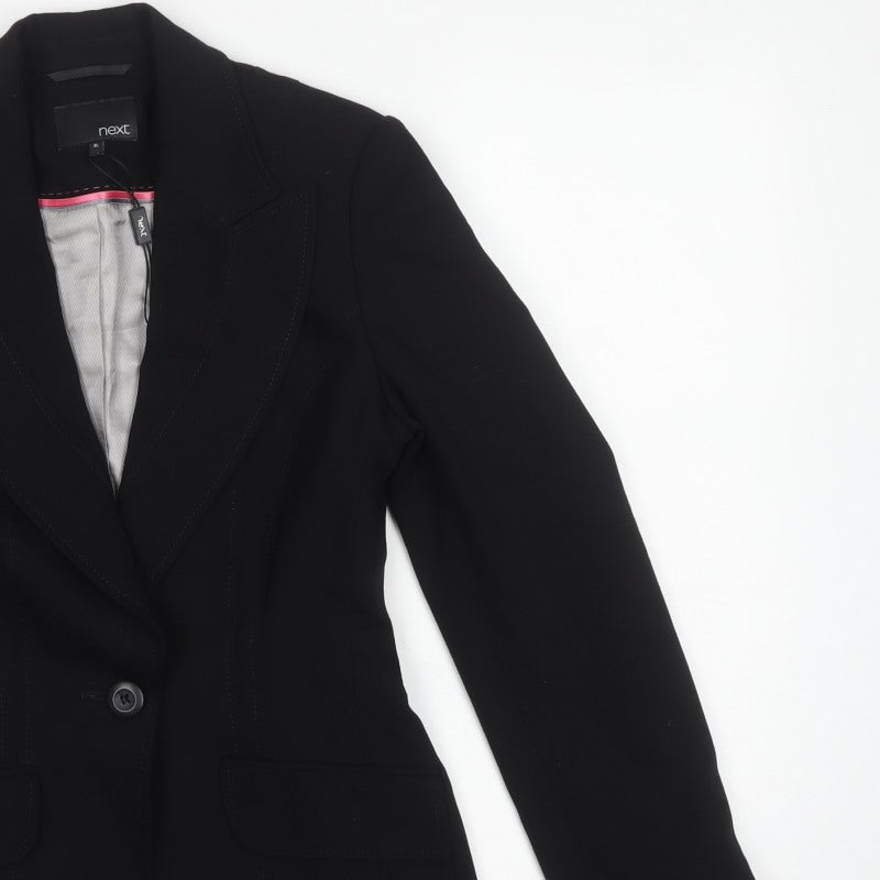 Next Women's Black Size 8L Tailored One Button Blazer Jacket