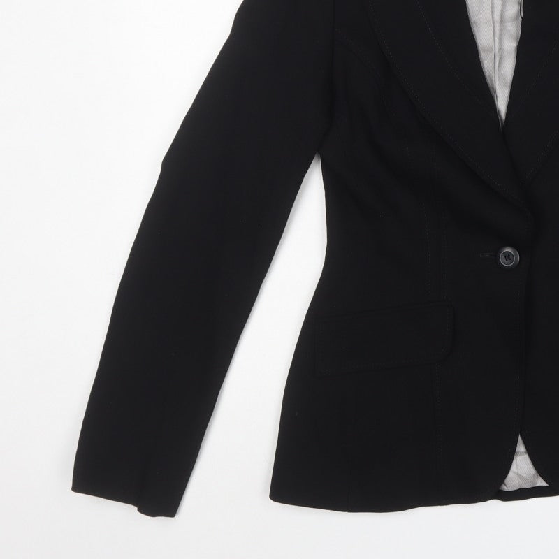 Next Women's Black Size 8L Tailored One Button Blazer Jacket