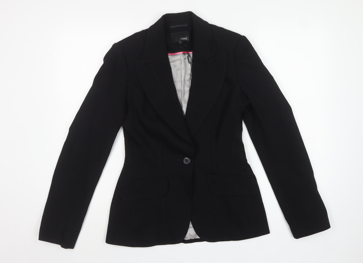 Next Women's Black Size 8L Tailored One Button Blazer Jacket