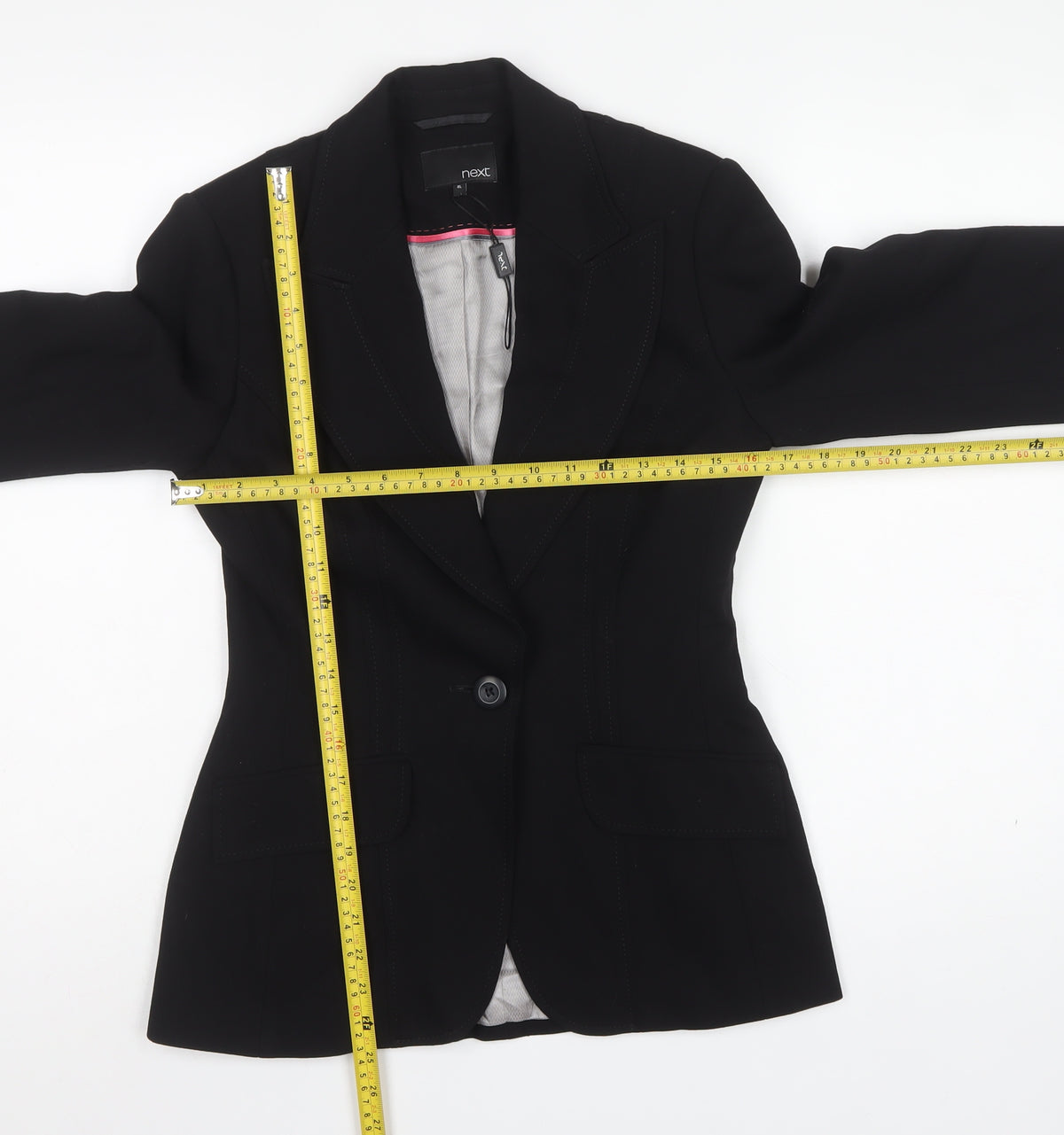 Next Women's Black Size 8L Tailored One Button Blazer Jacket