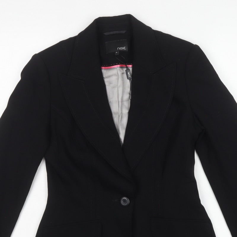 Next Women's Black Size 8L Tailored One Button Blazer Jacket