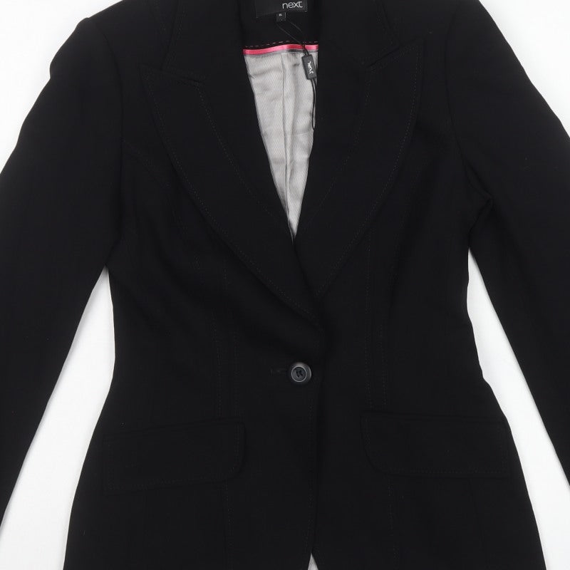 Next Women's Black Size 8L Tailored One Button Blazer Jacket