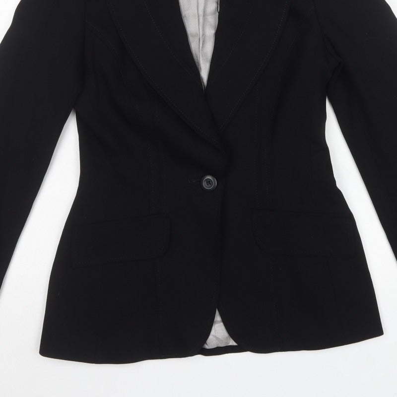 Next Women's Black Size 8L Tailored One Button Blazer Jacket