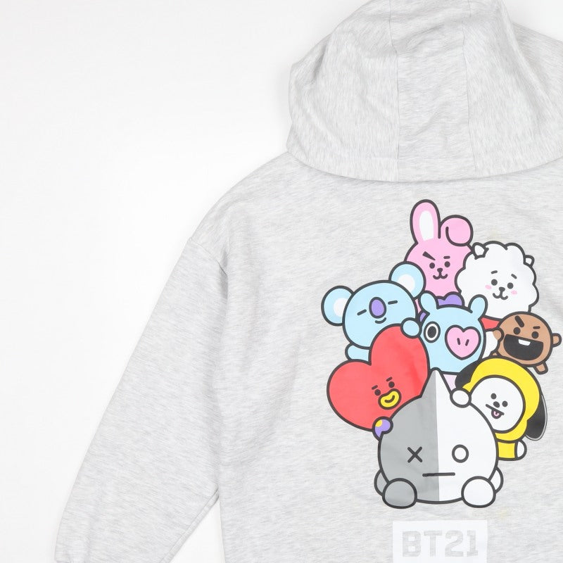 BT21 Women’s Grey Size 12 Pullover Hoodie Graphic Print