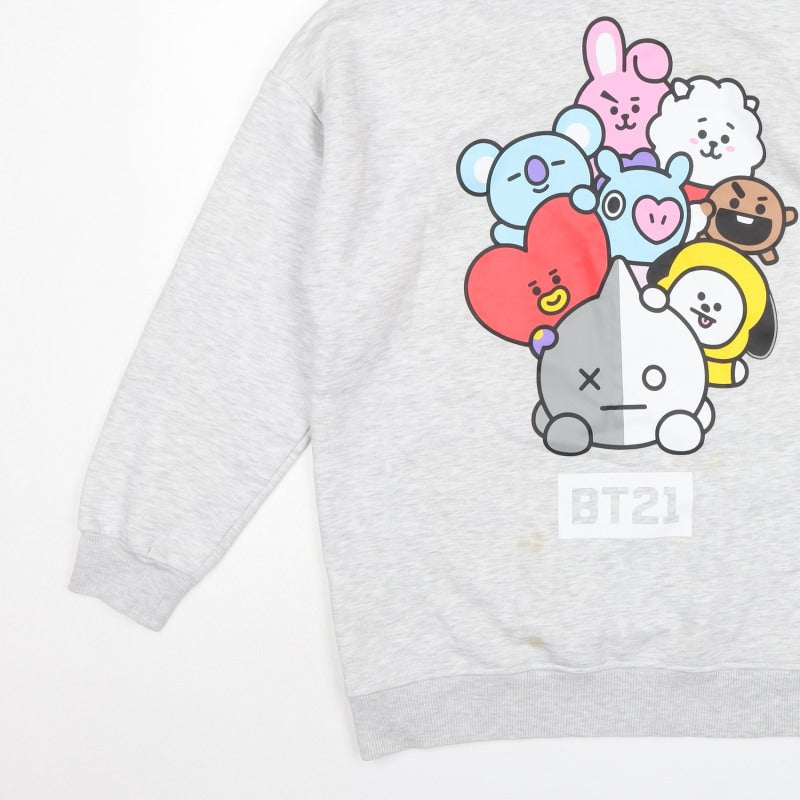 BT21 Women’s Grey Size 12 Pullover Hoodie Graphic Print