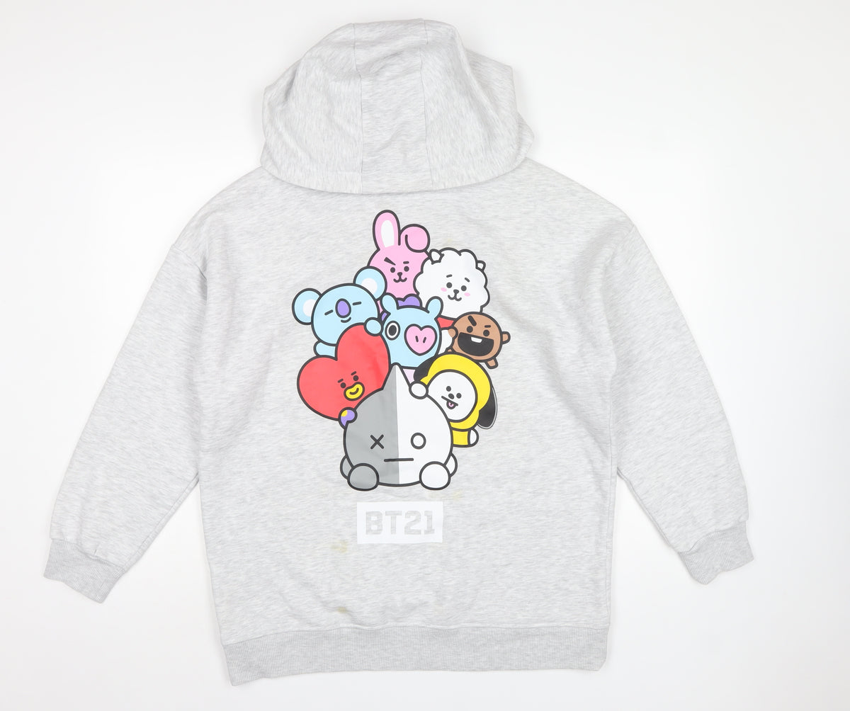 BT21 Women’s Grey Size 12 Pullover Hoodie Graphic Print
