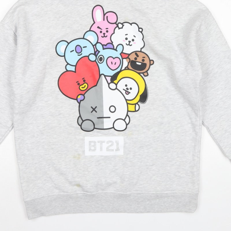 BT21 Women’s Grey Size 12 Pullover Hoodie Graphic Print