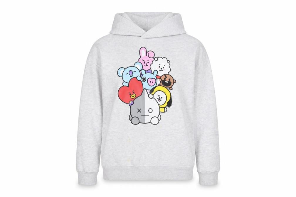 BT21 Women’s Grey Size 12 Pullover Hoodie Graphic Print