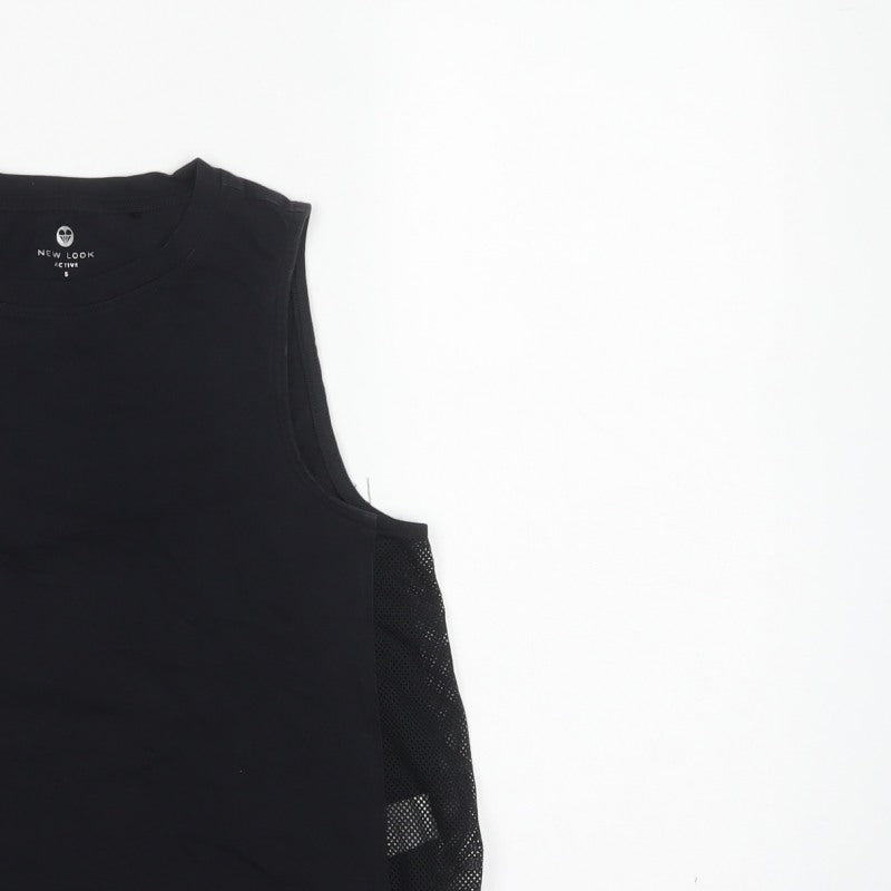 New Look Women Black S Basic Mesh Panel Drawstring Active Tank Top