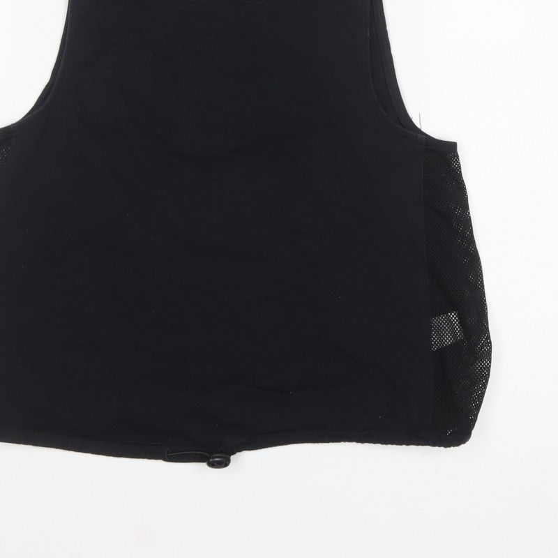 New Look Women Black S Basic Mesh Panel Drawstring Active Tank Top