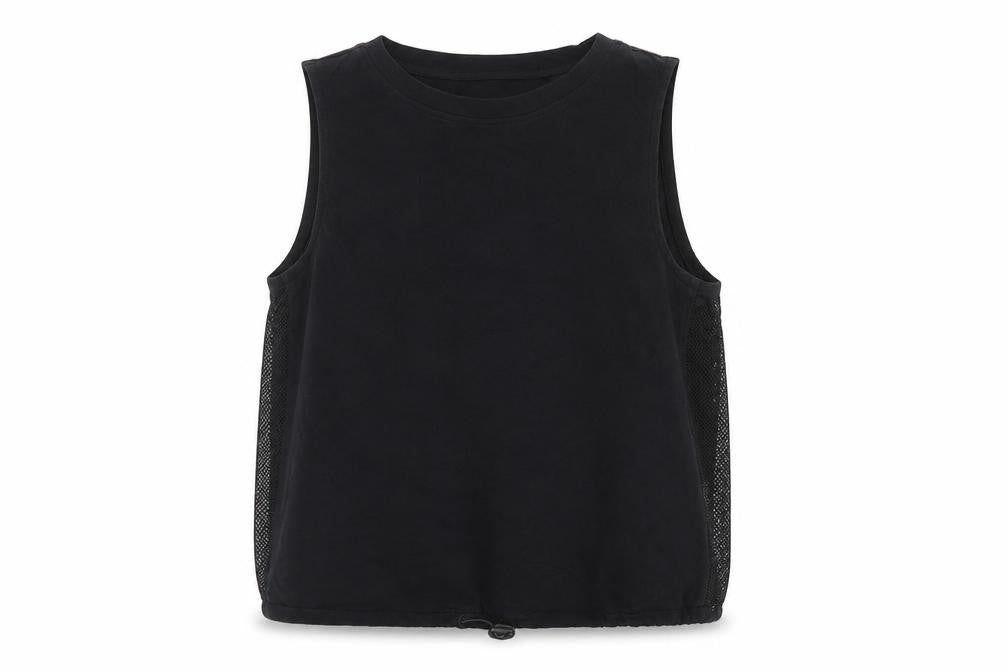 New Look Women Black S Basic Mesh Panel Drawstring Active Tank Top