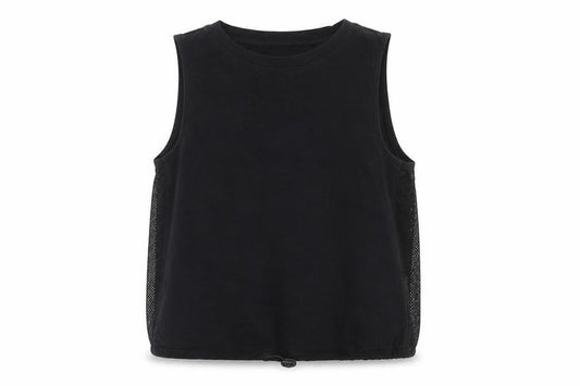 New Look Women Black S Basic Mesh Panel Drawstring Active Tank Top