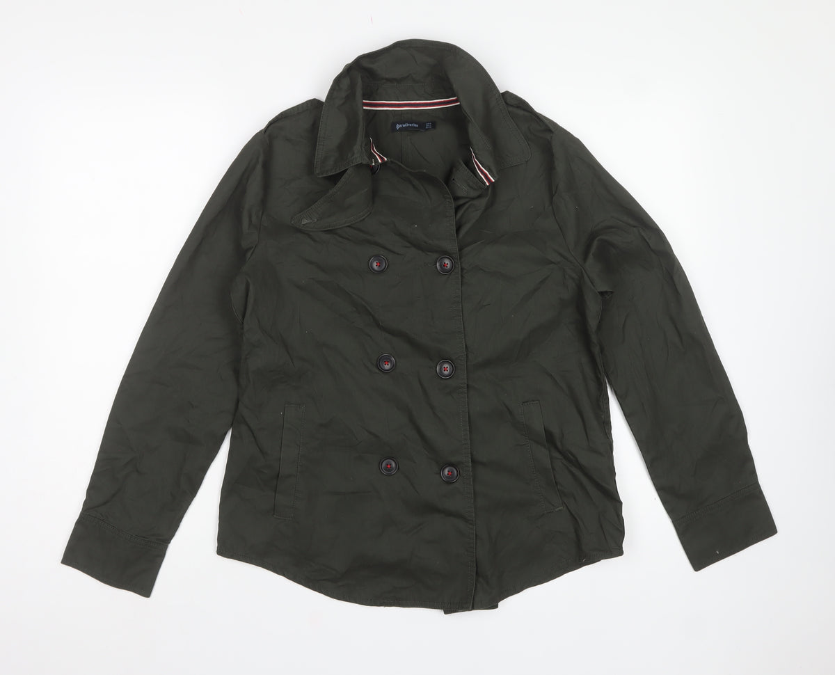 Stradivarius Women’s Green UK 12 Double Breasted Trench Jacket