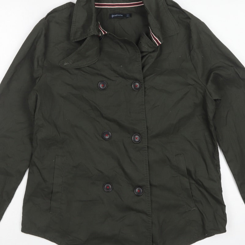 Stradivarius Women’s Green UK 12 Double Breasted Trench Jacket