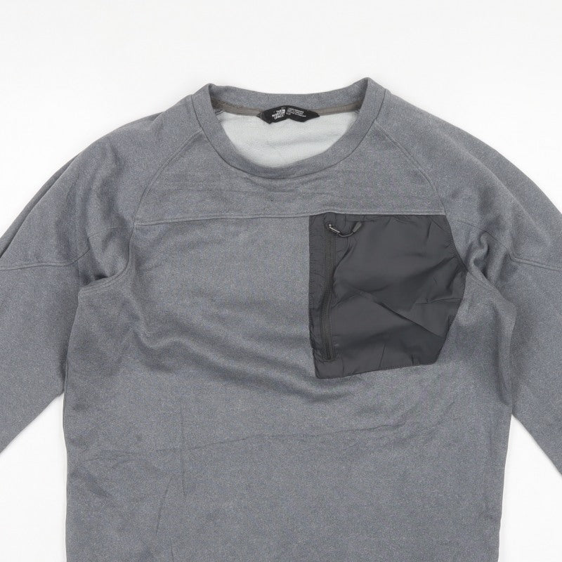 The North Face Men’s Grey S Fleece Pullover Sweatshirt Zip Pocket
