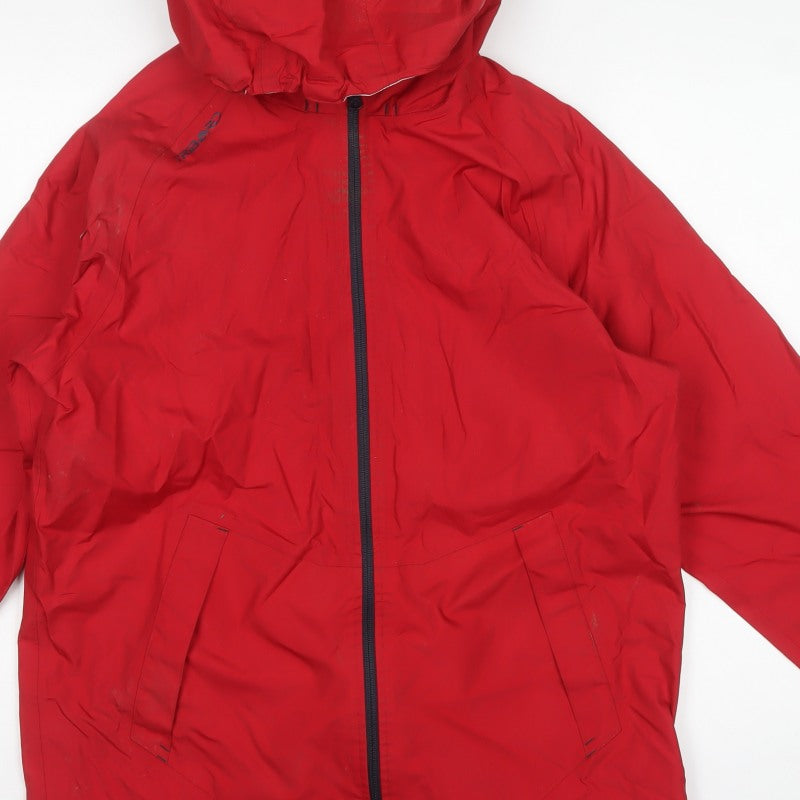 Tribord Men's Red M Hooded Waterproof Rain Jacket Sailing