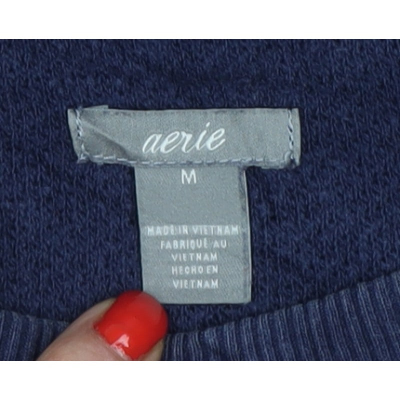 Aerie Women Blue M Pullover Crew Neck Long Sleeve Sweatshirt