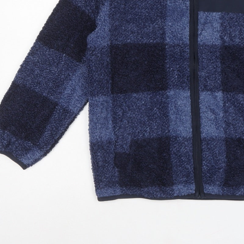 Marks and Spencer Boys Blue 9-10 Years Fleece Check Full Zip Jacket