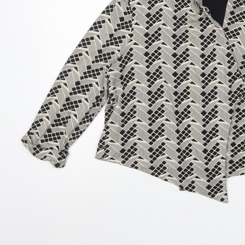 M&S Womens Multicoloured Geometric Open Jersey Jacket UK 14