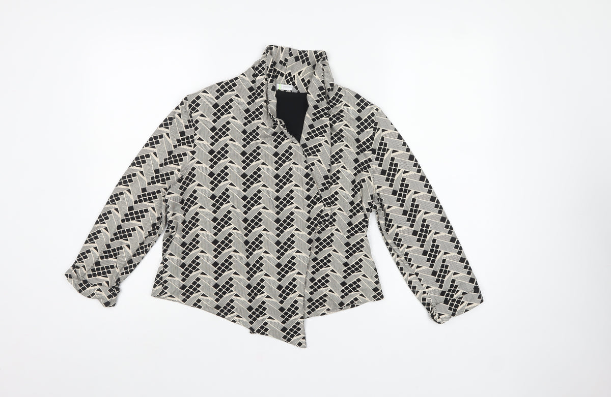 M&S Womens Multicoloured Geometric Open Jersey Jacket UK 14