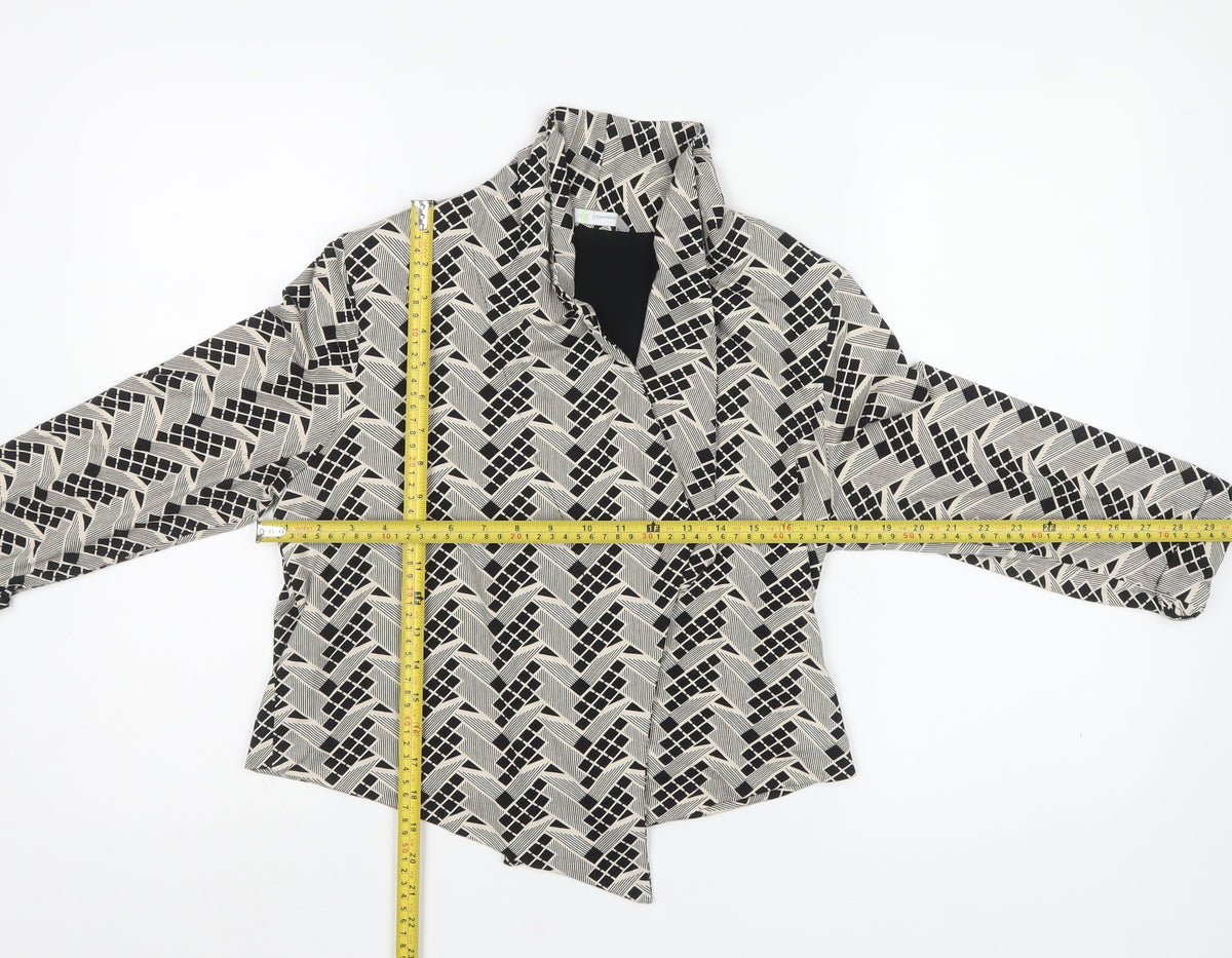 M&S Womens Multicoloured Geometric Open Jersey Jacket UK 14
