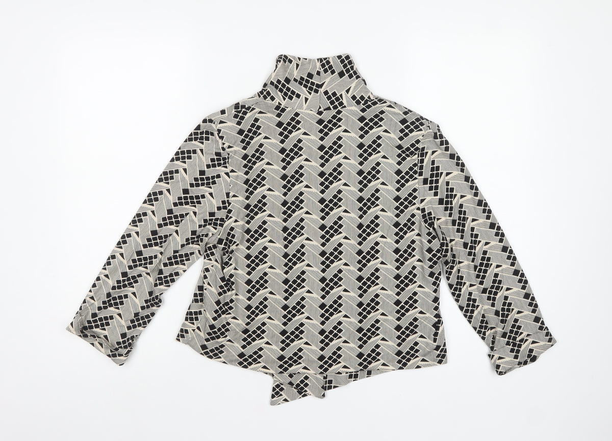 M&S Womens Multicoloured Geometric Open Jersey Jacket UK 14