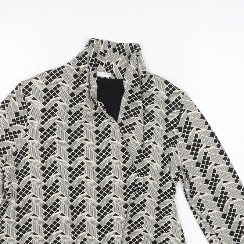 M&S Womens Multicoloured Geometric Open Jersey Jacket UK 14