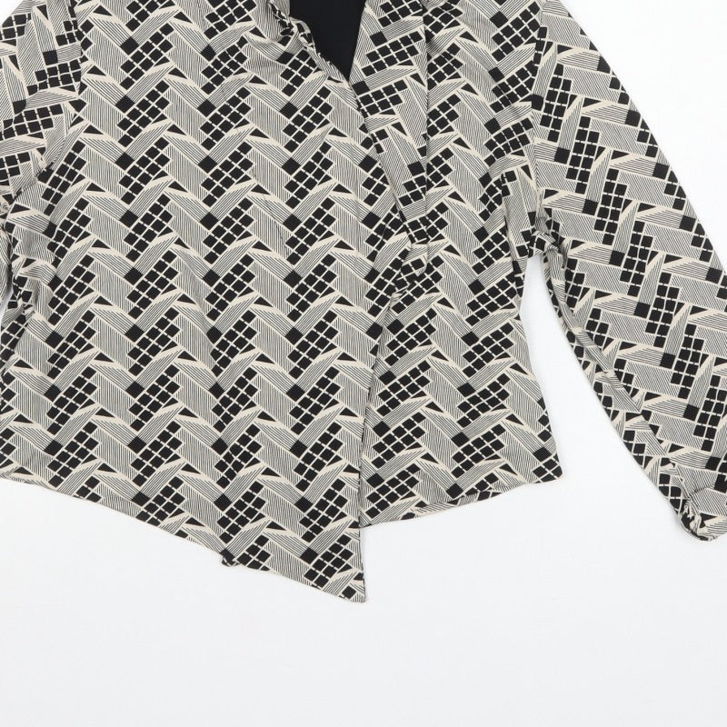 M&S Womens Multicoloured Geometric Open Jersey Jacket UK 14