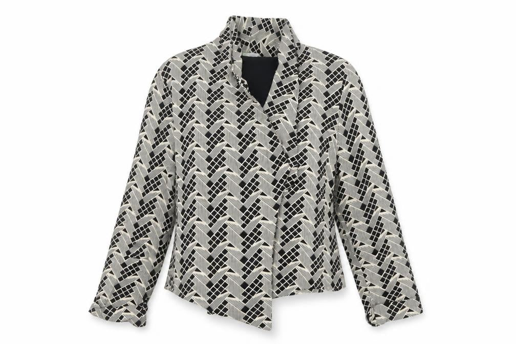 M&S Womens Multicoloured Geometric Open Jersey Jacket UK 14