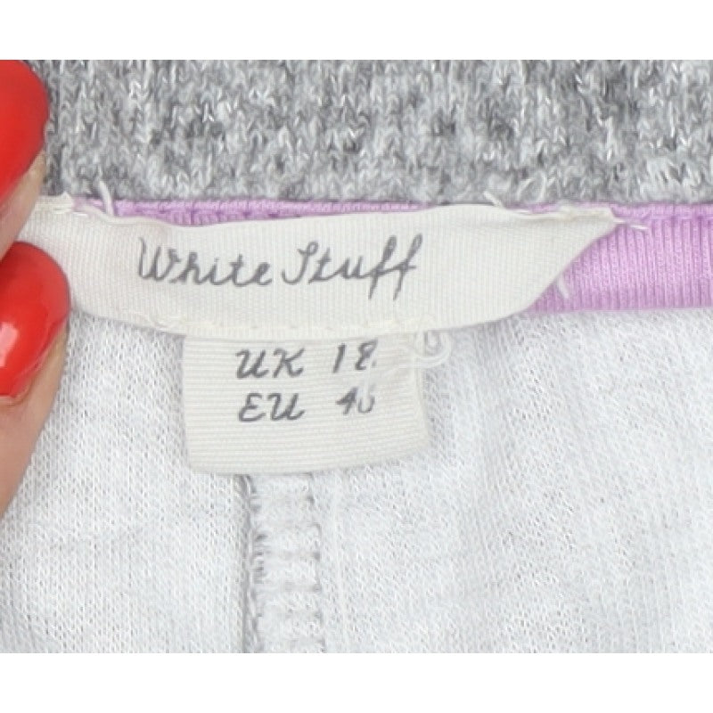 White Stuff Women’s Grey Jogger Trousers UK 18 Drawstring Cuffed