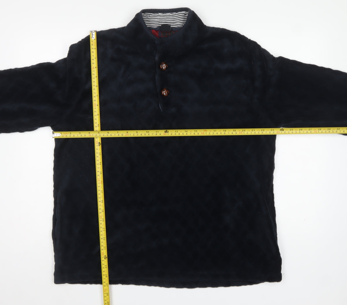 Cotton Traders Men’s Blue L Fleece Henley Button Sweatshirt
