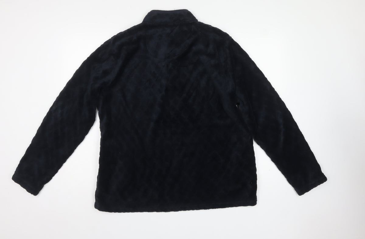 Cotton Traders Men’s Blue L Fleece Henley Button Sweatshirt