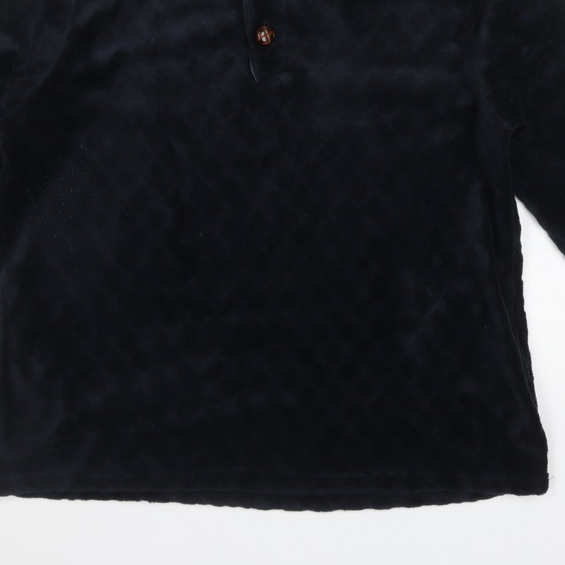 Cotton Traders Men’s Blue L Fleece Henley Button Sweatshirt
