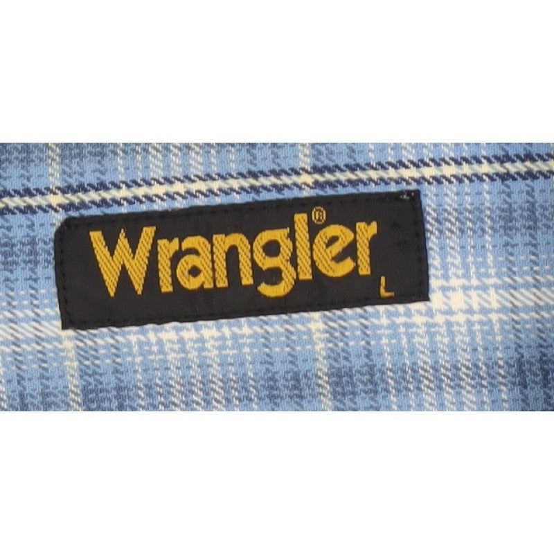 Wrangler Men’s Blue Check Cotton Long Sleeve Button-Up Shirt L