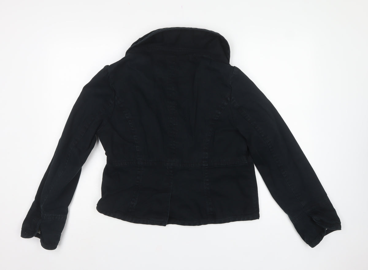 Monsoon Women’s Black Cotton Blend Short Button Jacket UK 16