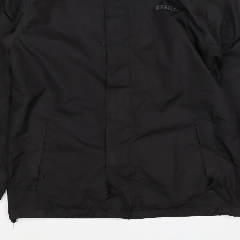 Mountain Warehouse Men’s Black M Hooded Waterproof Rain Jacket