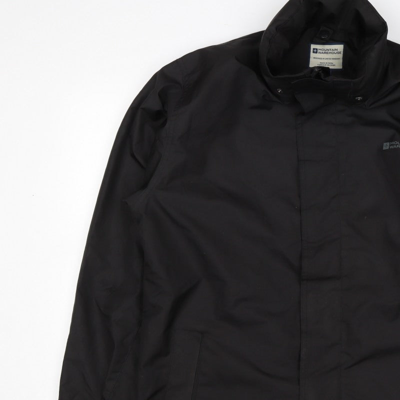 Mountain Warehouse Men’s Black M Hooded Waterproof Rain Jacket