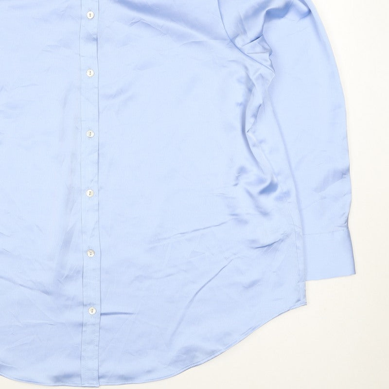 Marks and Spencer Women Blue UK 16 Satin Button-Up Collared Shirt