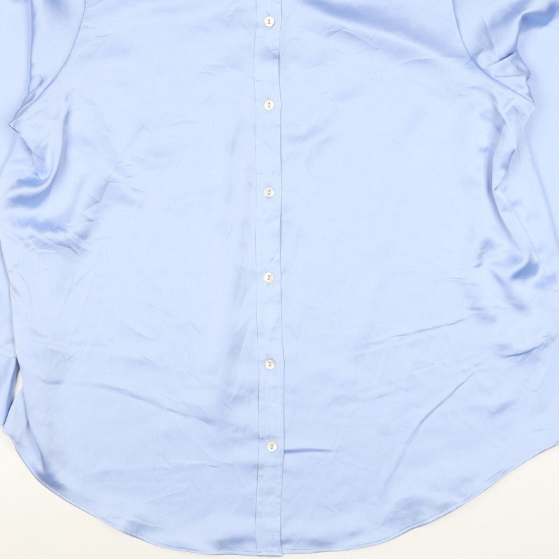 Marks and Spencer Women Blue UK 16 Satin Button-Up Collared Shirt