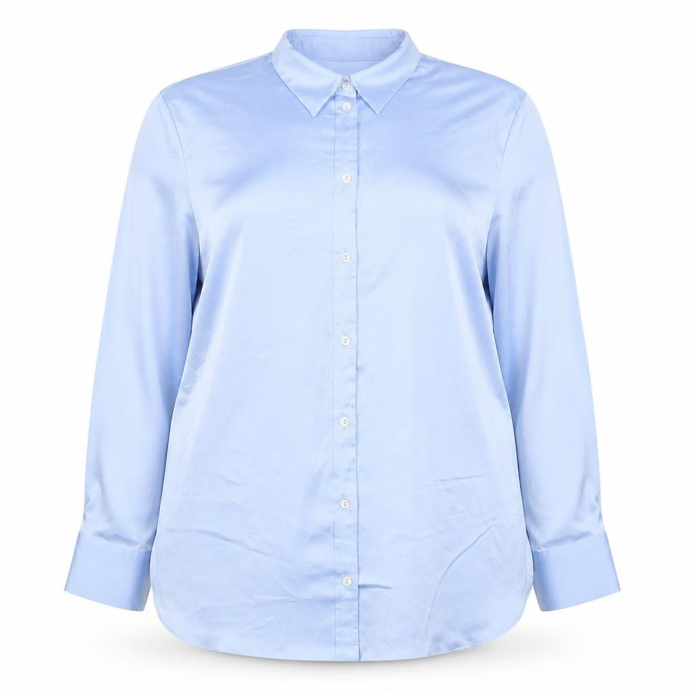 Marks and Spencer Women Blue UK 16 Satin Button-Up Collared Shirt