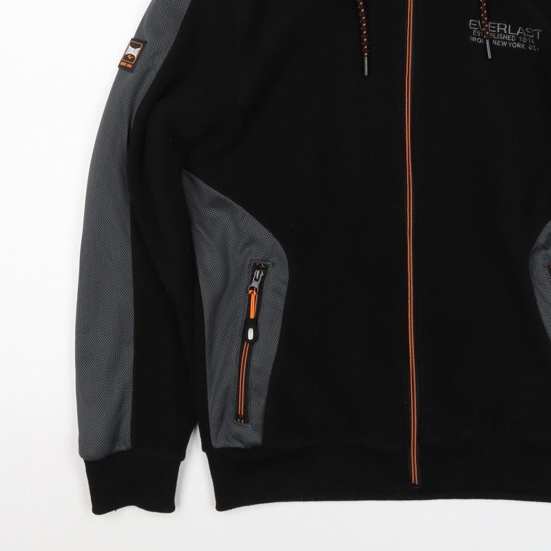Everlast Men’s Black Grey Hooded Full Zip Fleece Jacket Size S