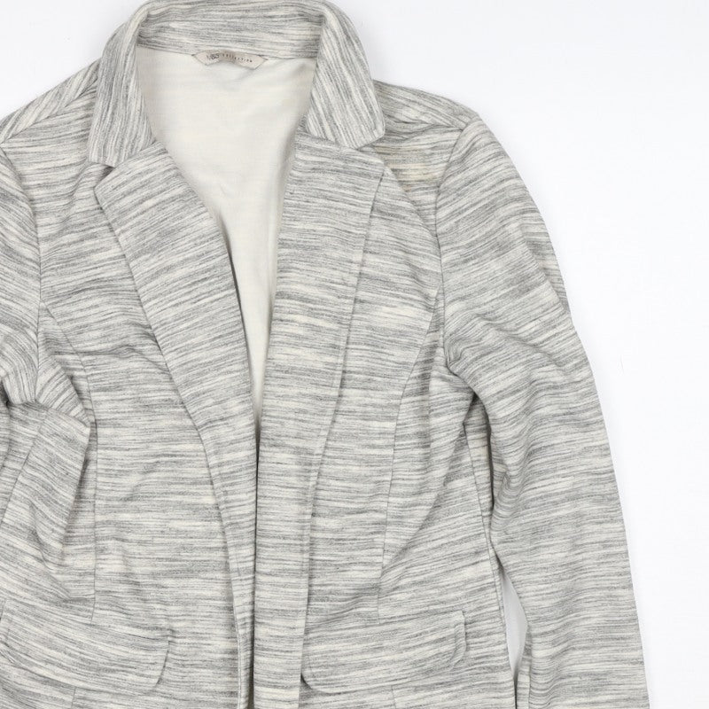 M&S Collection Women Grey UK 10 Open Front Notch Lapel Blazer Jacket