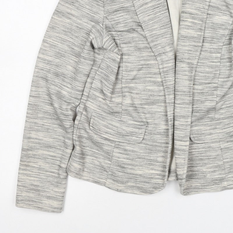 M&S Collection Women Grey UK 10 Open Front Notch Lapel Blazer Jacket