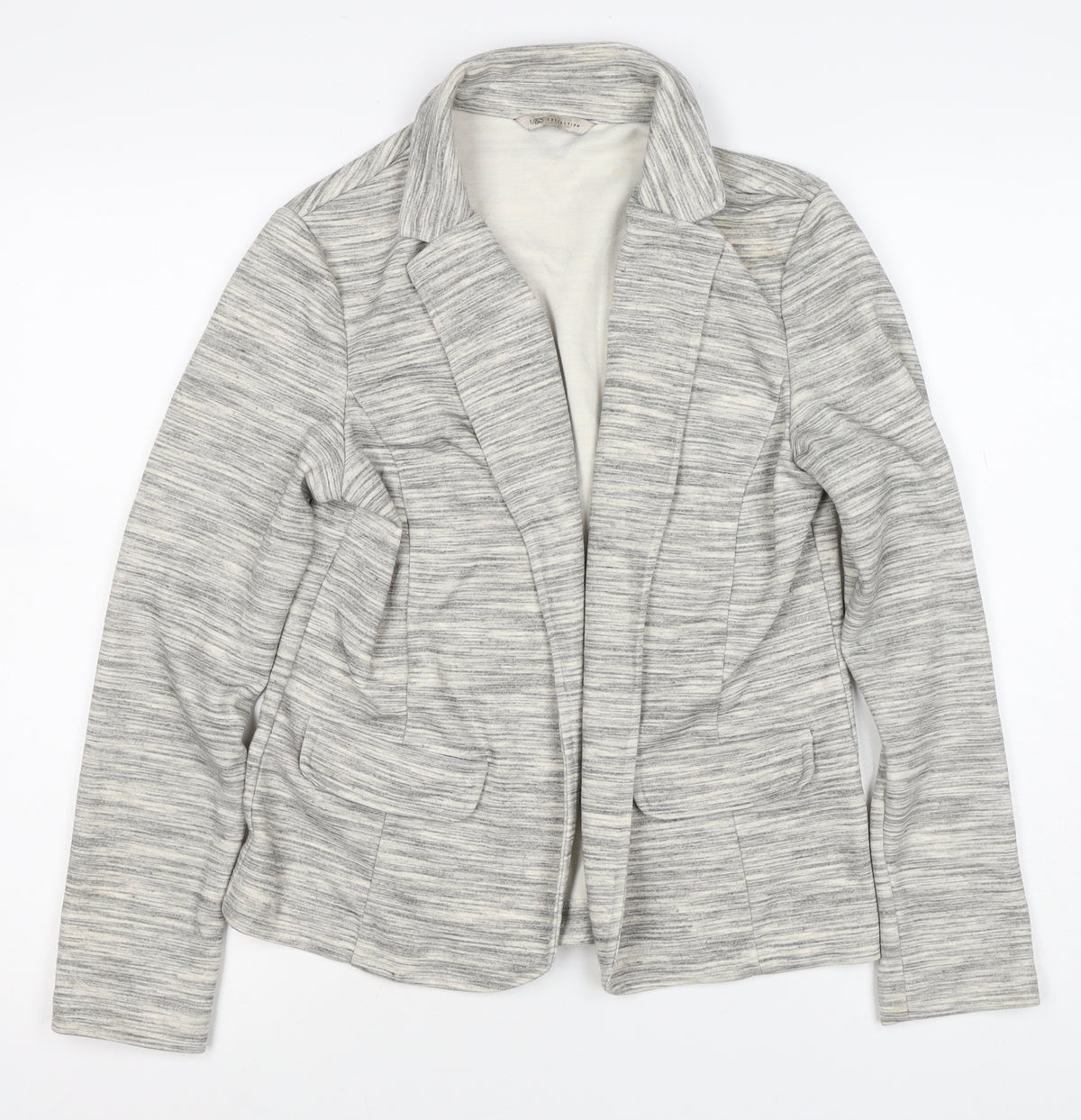 M&S Collection Women Grey UK 10 Open Front Notch Lapel Blazer Jacket